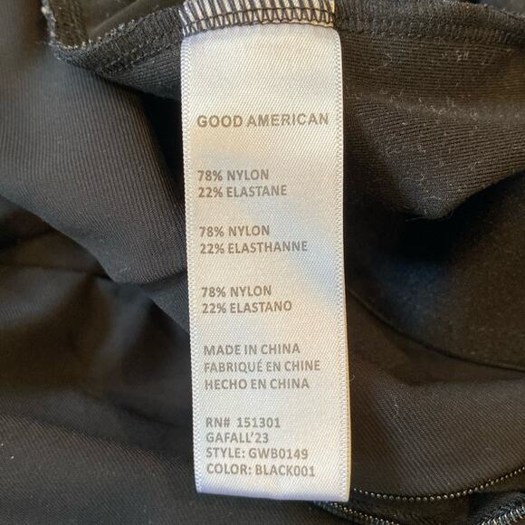 Good American Black Pull-on Elastic Waist Wide Leg Trouser Size 3XL Tall - Picture 9 of 11